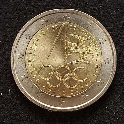 0起1加再包邮-纯粹捡漏拍-423散币银币场 - 葡萄牙2021年2欧元东京奥运会双色纪念币