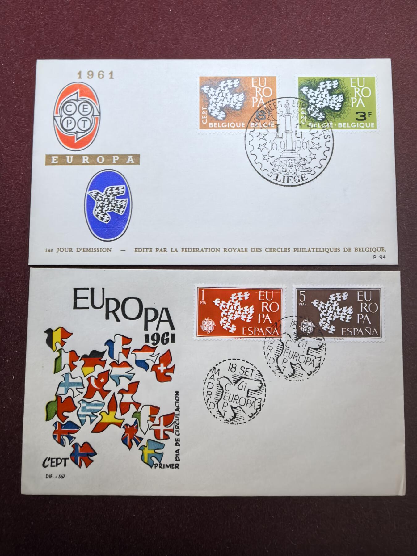联合阁邮币社™ ——“精品多国邮品” 太平鸟首日封(比利时，西班牙)
