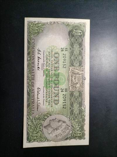 外国老纸币 - 澳大利亚联邦 1953年版 1镑 八品