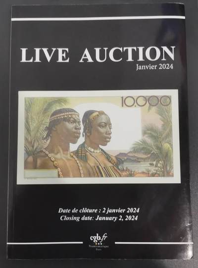 《艾美收藏》第197期-青年节外币荟萃 - (Live Auction法国cgb.fr印刷，原装进口9成新)法属纸币目录2024年1月版 非常专业