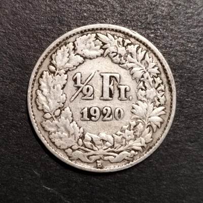 半桥——第十二期，精制币，银币为主，K组 - 瑞士1920年1/2法郎银币，2.5克，835银，料价16