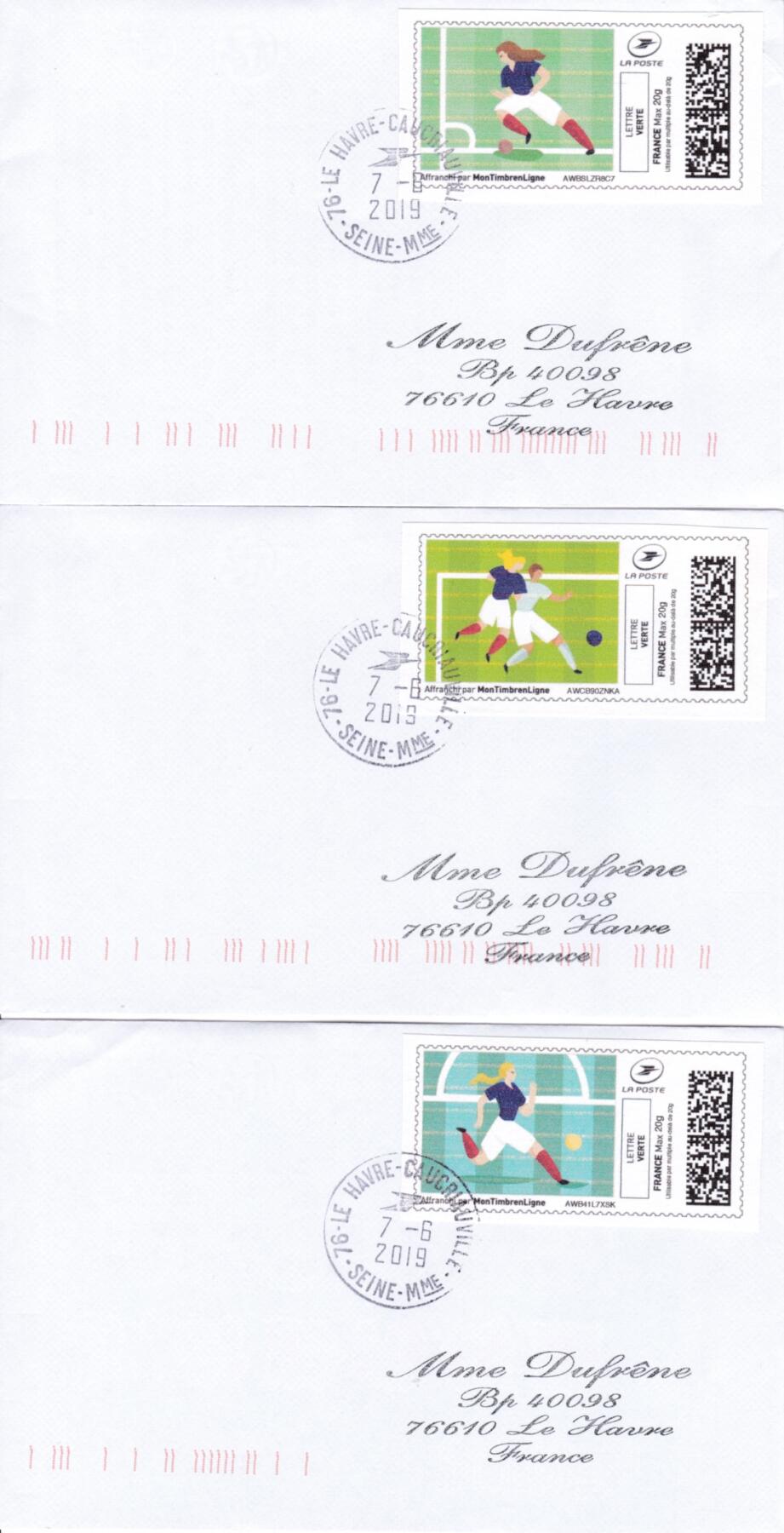 05月08日（周四）20:00法国 英国 日本 中国邮政首日实寄封专场（有抗疫邮品） 2019法国《女足世界杯》系列自助票 一票一封 6月7日开幕日平寄法国 一套11枚
