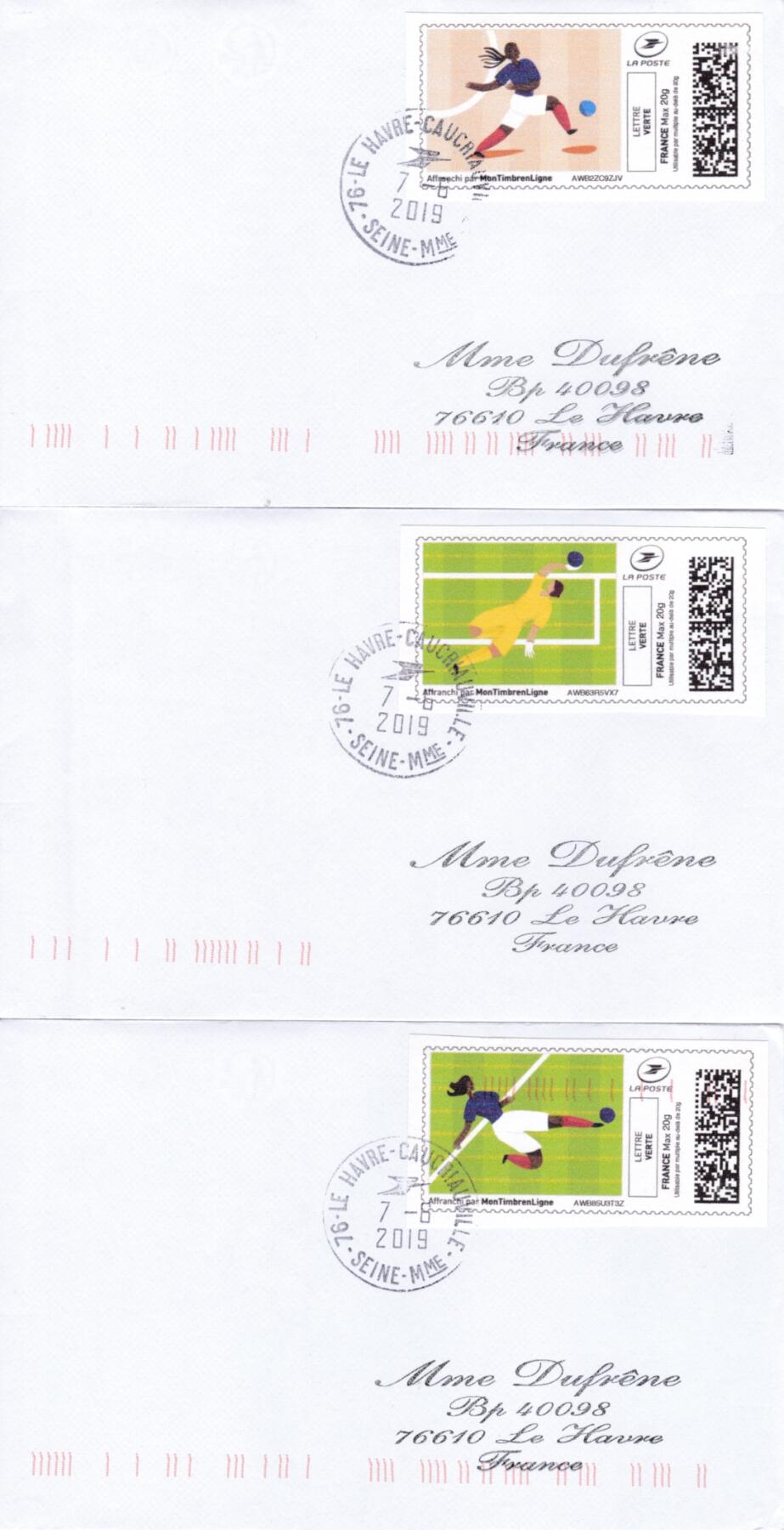 05月08日（周四）20:00法国 英国 日本 中国邮政首日实寄封专场（有抗疫邮品） 2019法国《女足世界杯》系列自助票 一票一封 6月7日开幕日平寄法国 一套11枚