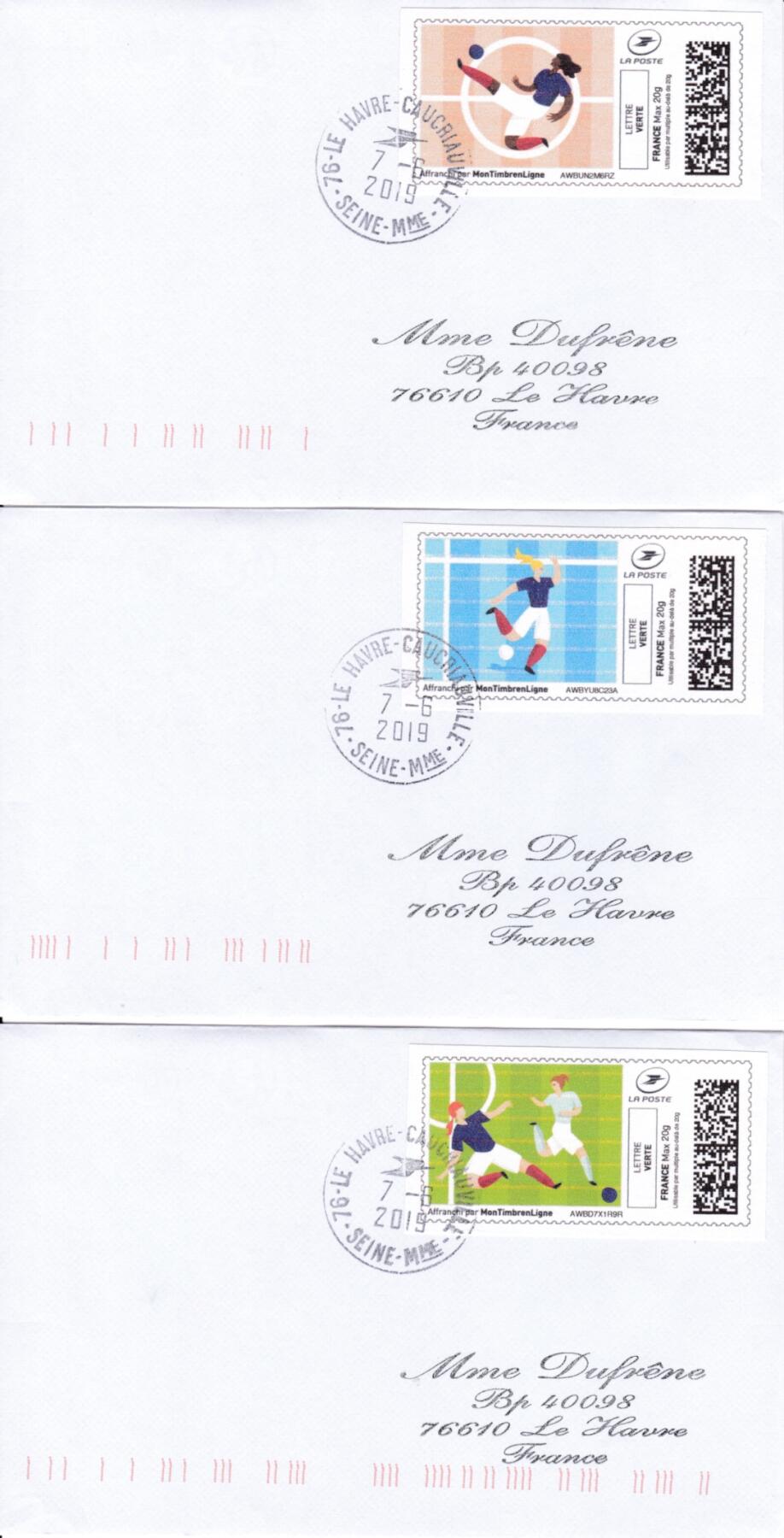 05月08日（周四）20:00法国 英国 日本 中国邮政首日实寄封专场（有抗疫邮品） 2019法国《女足世界杯》系列自助票 一票一封 6月7日开幕日平寄法国 一套11枚