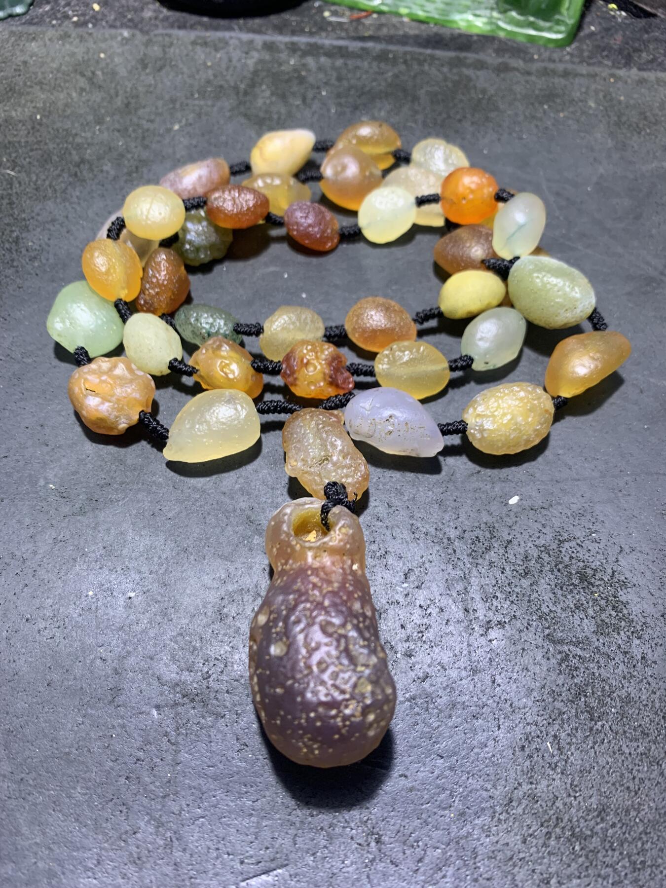 放福利！精美阿拉善天然孔洞糖心原石吊坠大颗粒彩珠玛瑙原石项链一条