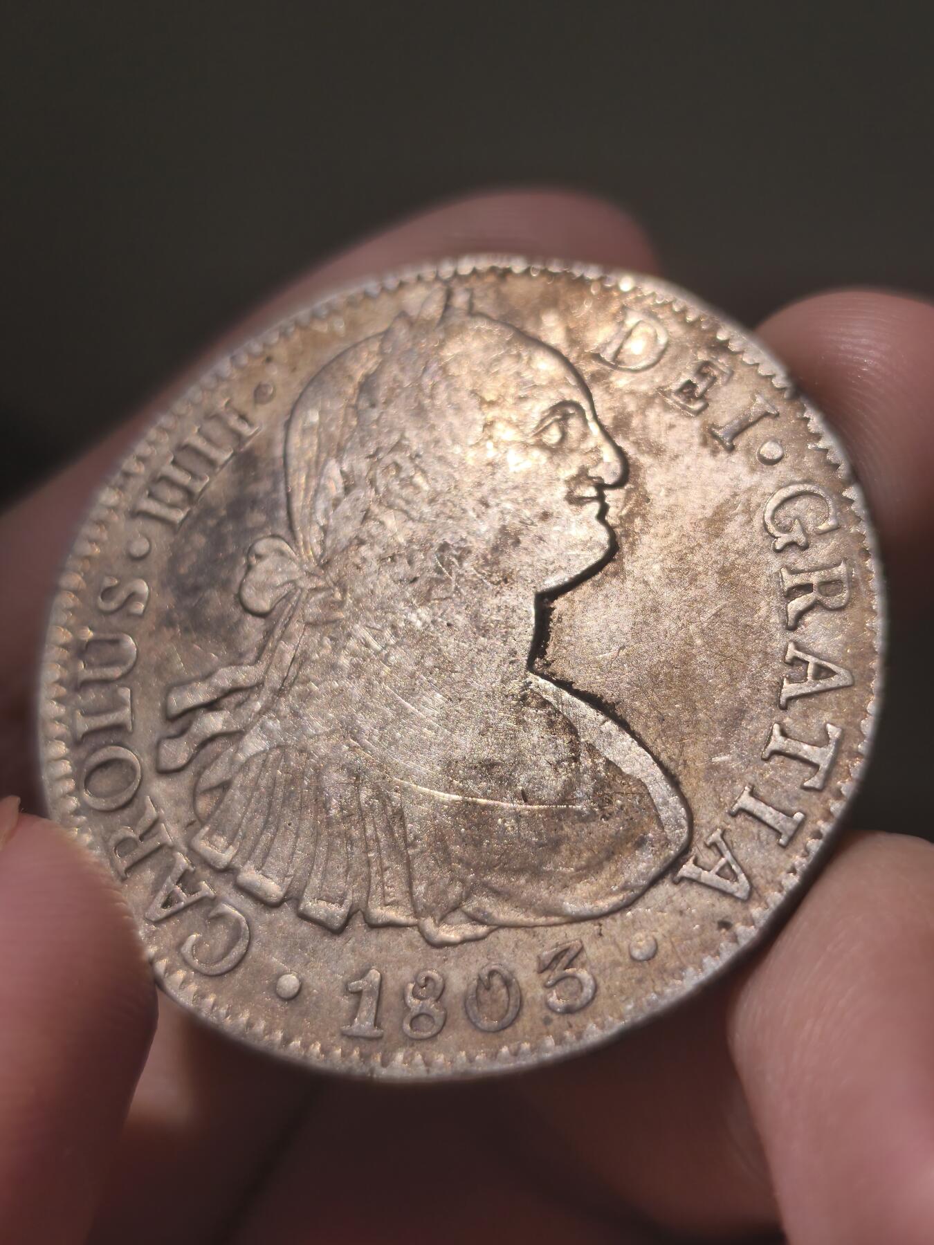 星盘世界钱币《穿越千年时光来到你的藏匣 》--5.9全球珍币拍卖夜 卡洛斯双柱墨西哥厂，压力十足，味道很好，墨西哥佛头银元