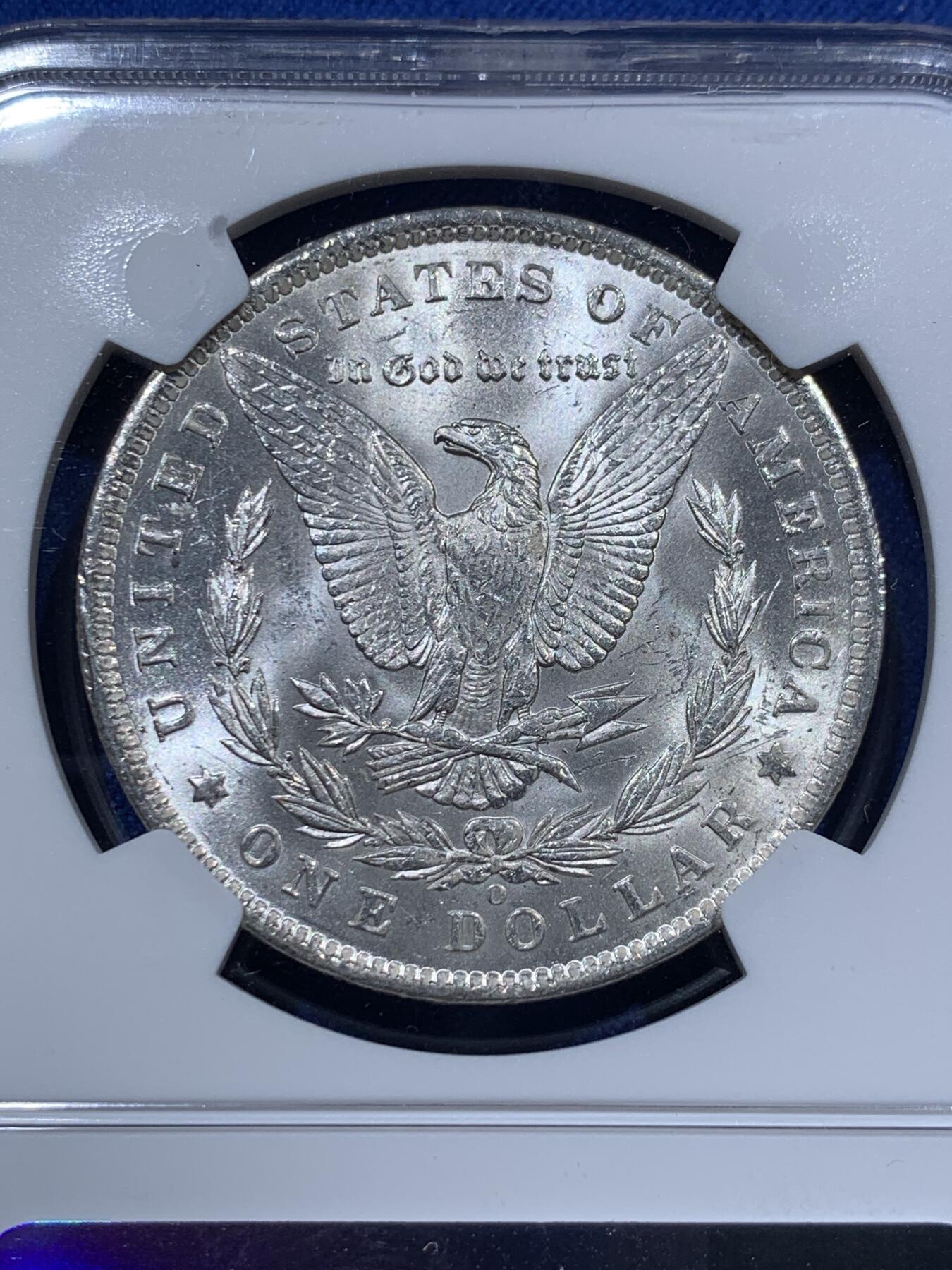 《竞宝斋》第378场 周日，周一 2场连拍 （全场包邮） NGC MS63 美国1885年摩根O版1美圆银币