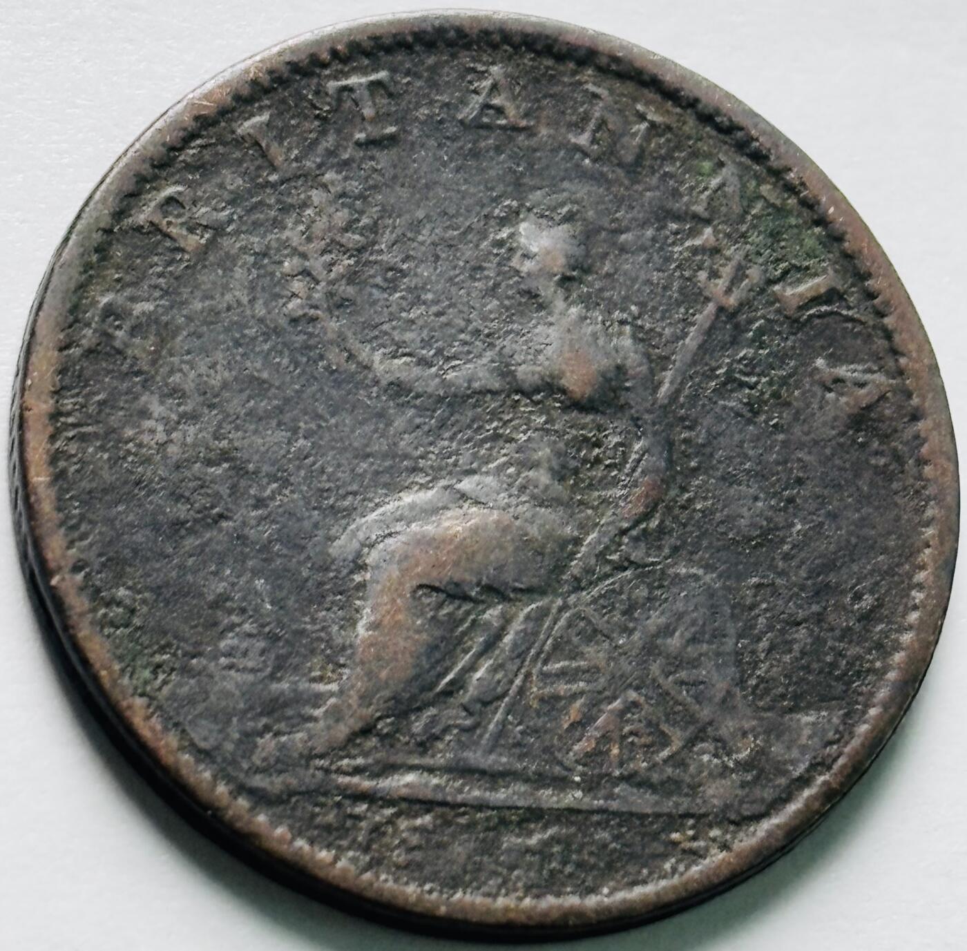 文馨钱币收藏第 242 场，各国古铜币，英系场 1807 年英国乔治三世半便士古铜币