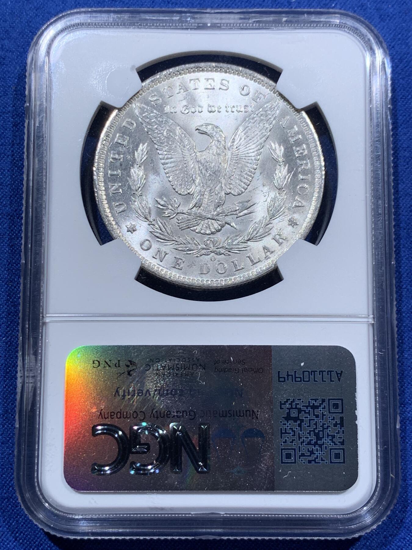 《竞宝斋》第378场 周日，周一 2场连拍 （全场包邮） NGC MS63 美国1885年摩根O版1美圆银币