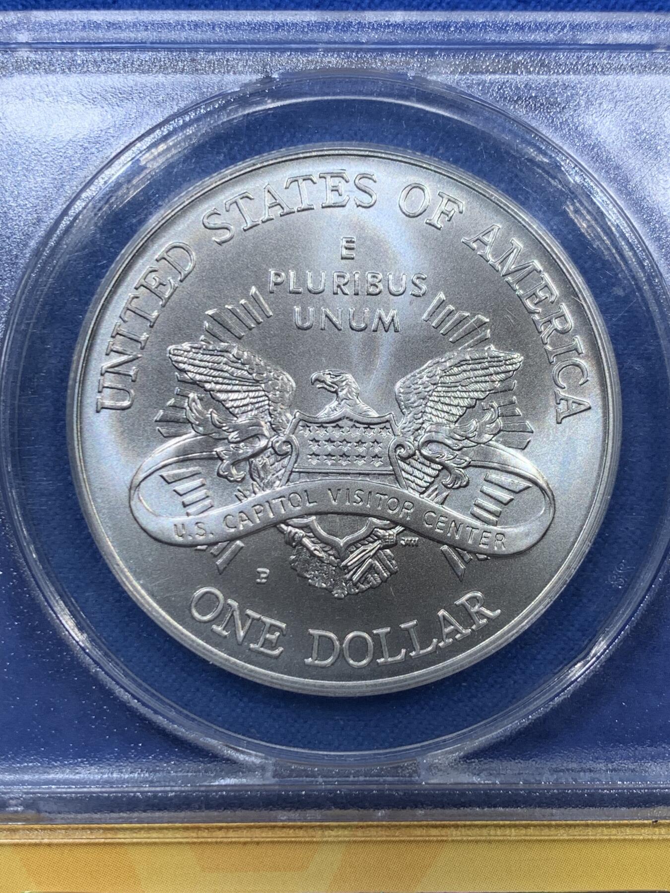 《竞宝斋》第378场 周日，周一 2场连拍 （全场包邮） ANACS MS70 美国2001年国会大厦1美元纪念银币，币面清爽干净又漂亮 冠军分