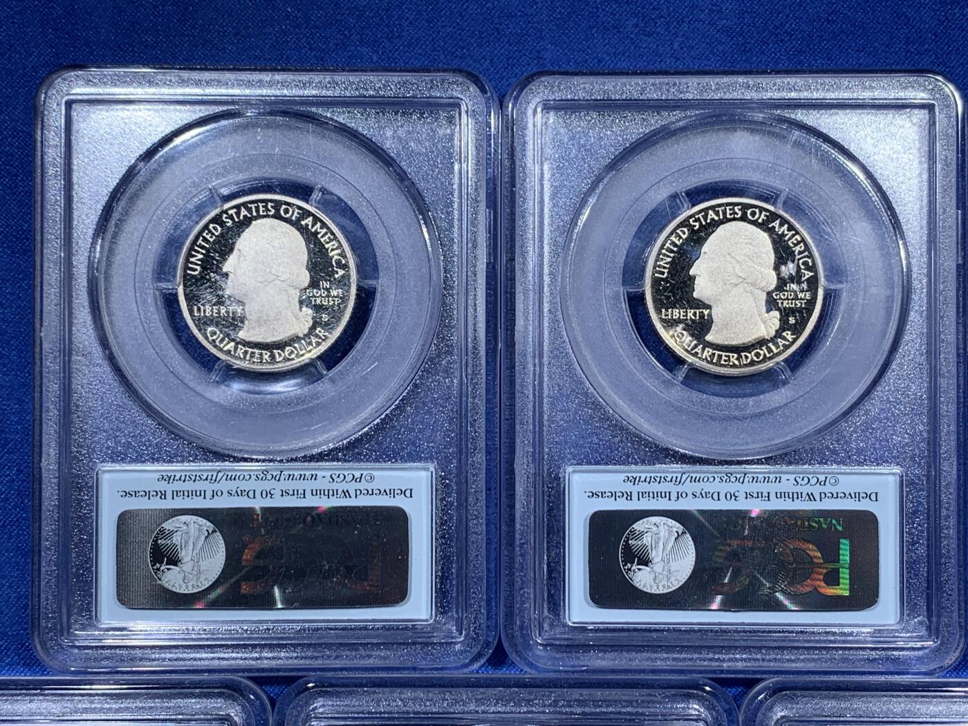 《竞宝斋》第378场 周日，周一 2场连拍 （全场包邮） PCGS PR69DCMA 2012年公园银币一套五枚，2012年是美国公园系列钱币中最少的一套！较少见。