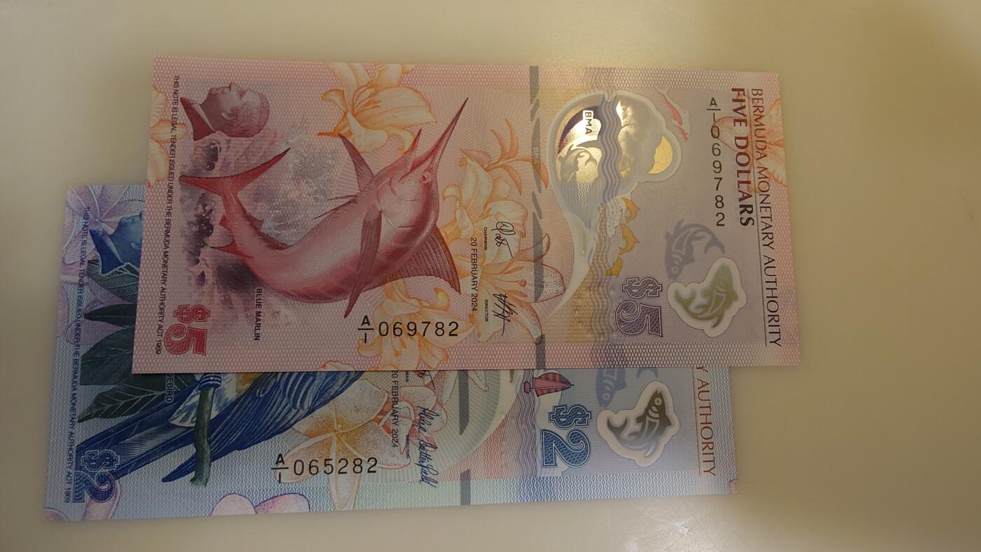 【世界钱币】微拍第177期暨2025年第16期  多款新老库存低价起拍 2024年百慕大2+5元 塑料钞全新绝品一对尾2同号 全程无4尾号82