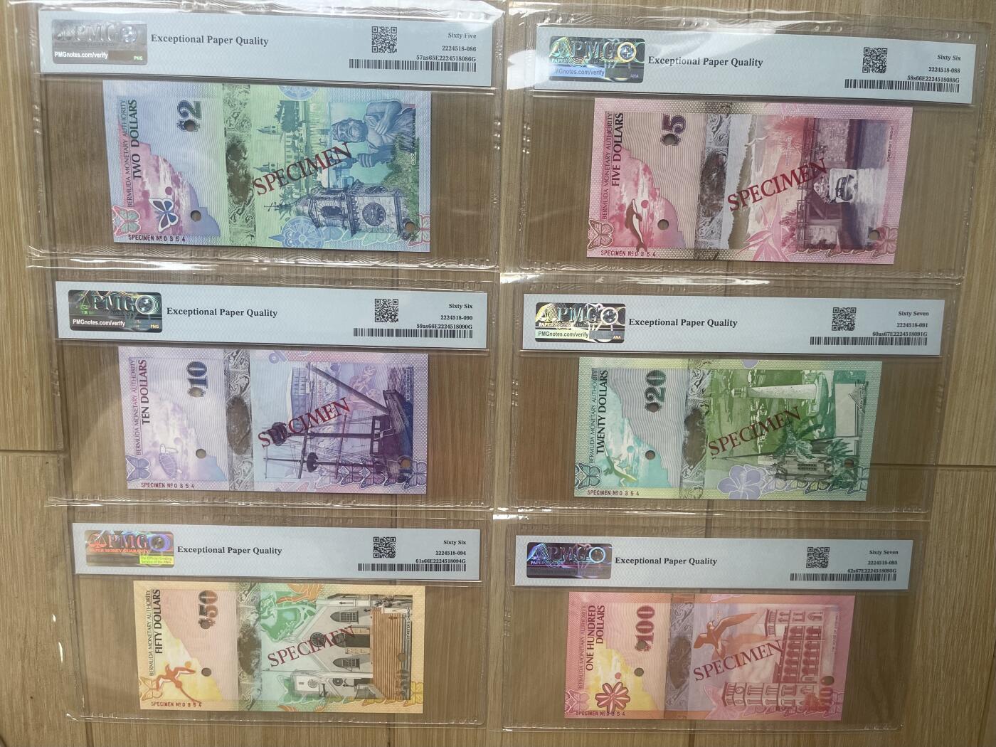 PMG百慕大2009年洋葱冠全同号 样钞 稀有收藏品