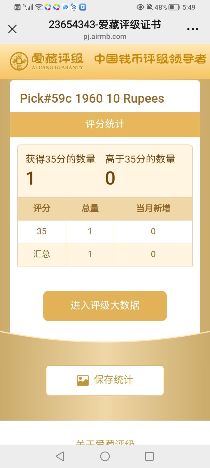 錫兰1960年10卢比精美稀缺纸币