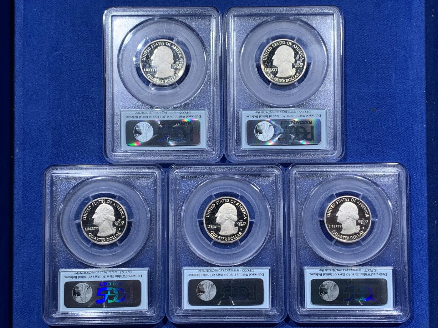 《竞宝斋》第378场 周日，周一 2场连拍 （全场包邮） PCGS PR69DCMA 2012年公园银币一套五枚，2012年是美国公园系列钱币中最少的一套！较少见。