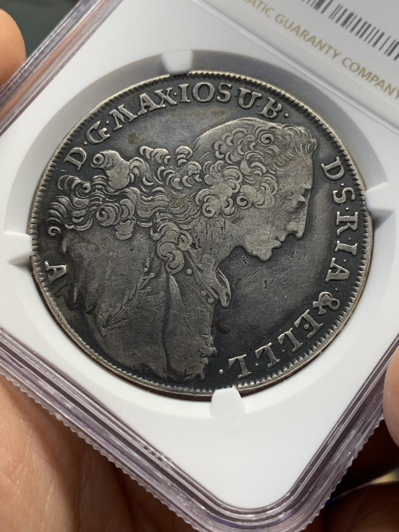 《竞宝斋》第379场 周日，周一 2场连拍 （全场包邮） NGC XFD 德国1770A巴伐利亚圣母子泰勒银币，這币圣母的脸比较漂亮清晰