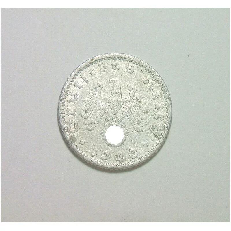 稀年 德国第三帝国1940年G版50芬尼 好品