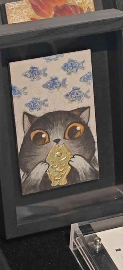 岩彩画作招财猫 - 岩彩画作招财猫