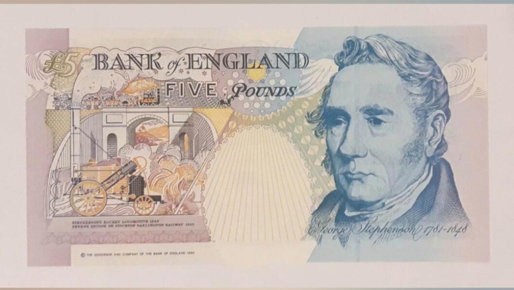 英国 E序初版 5英镑纪念钞  1997年 香港回归 HK97冠 P-382Aa 全新UNC