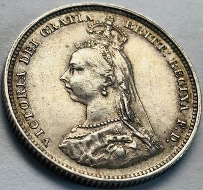 文馨钱币收藏第 243 场，各国古铜币，英系场 - 稀少车轮转光极美品 1888 年发财年英国维多利亚尖冠版 1 先令银币，这种天花板级别品相不是经常有