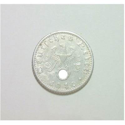 德国第三帝国1941年D版50芬尼 极美品 - 德国第三帝国1941年D版50芬尼 极美品