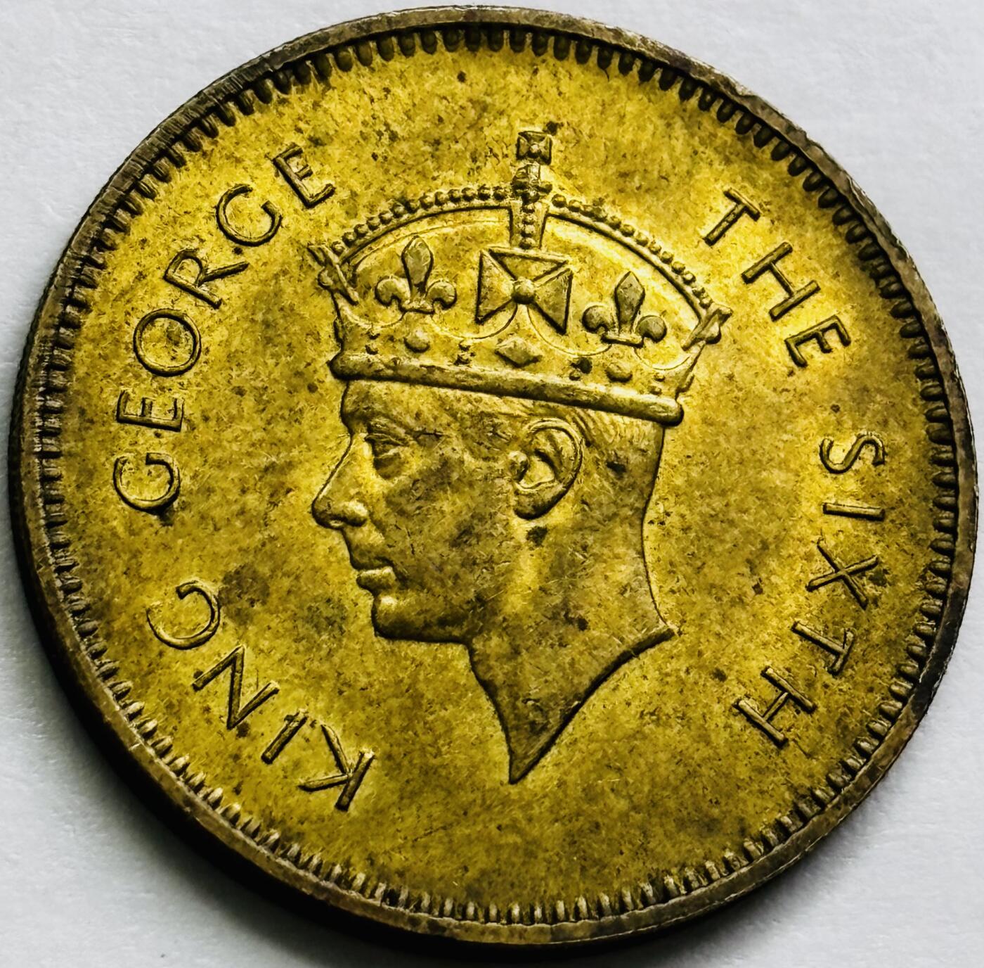 文馨钱币收藏第 243 场，各国古铜币，英系场 少见原铜光美品 1951 年英属锡兰乔治六世 50 分大铜币