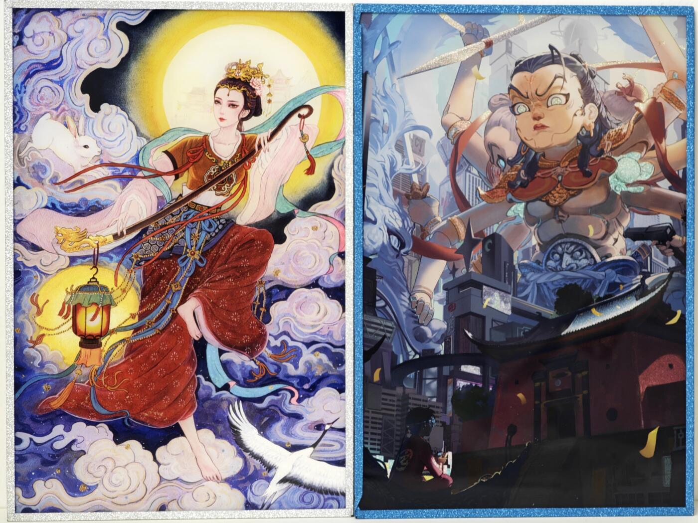 白泽拍卖卡牌手绘专场第17期中福卡展专拍（首夏犹清和，芳草亦未歇） 2025 卡萃 闹海荟·哪吒色纸6张+嫦娥系列色纸2张 共8张如图