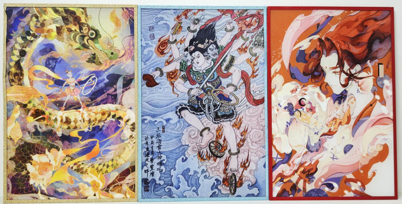 白泽拍卖卡牌手绘专场第17期中福卡展专拍（首夏犹清和，芳草亦未歇） 2025 卡萃 闹海荟·哪吒色纸6张+嫦娥系列色纸2张 共8张如图