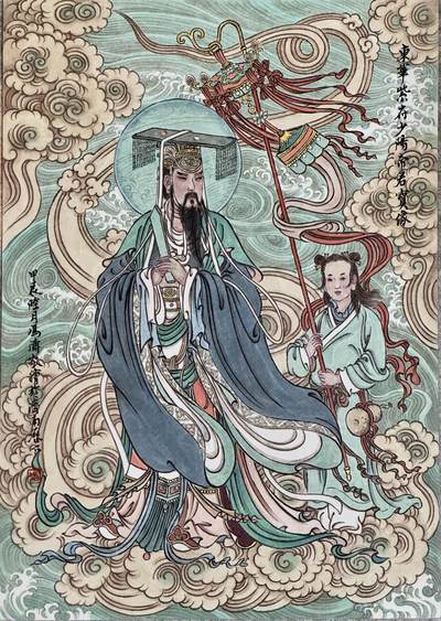 白泽拍卖卡牌手绘专场第17期中福卡展专拍（首夏犹清和，芳草亦未歇） - 2024 冯涛手绘画 东华紫府少阳帝君宝像 尺寸：29.5cm*42cm