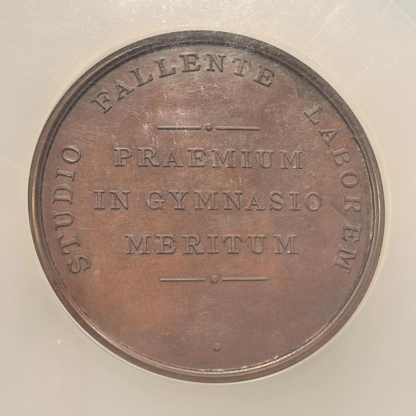 博洋堂世界钱币拍卖第122期（全场包邮） NGC MS62 纪念爱德华6世语言学校巨大大铜章。58mm规格在英系里很大了，1850年左右的高浮雕和艺术构图艺术美轮美奂！