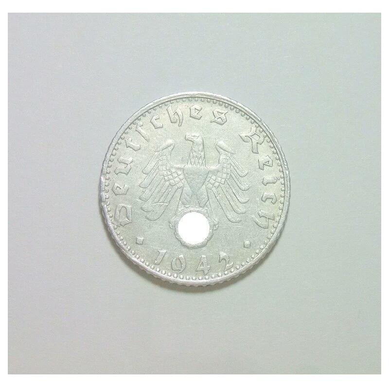 稀年 德国第三帝国1942年G版50芬尼 极美品