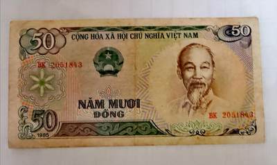 越南1985年50盾乱蛇号精美稀缺纸币 - 越南1985年50盾乱蛇号精美稀缺纸币