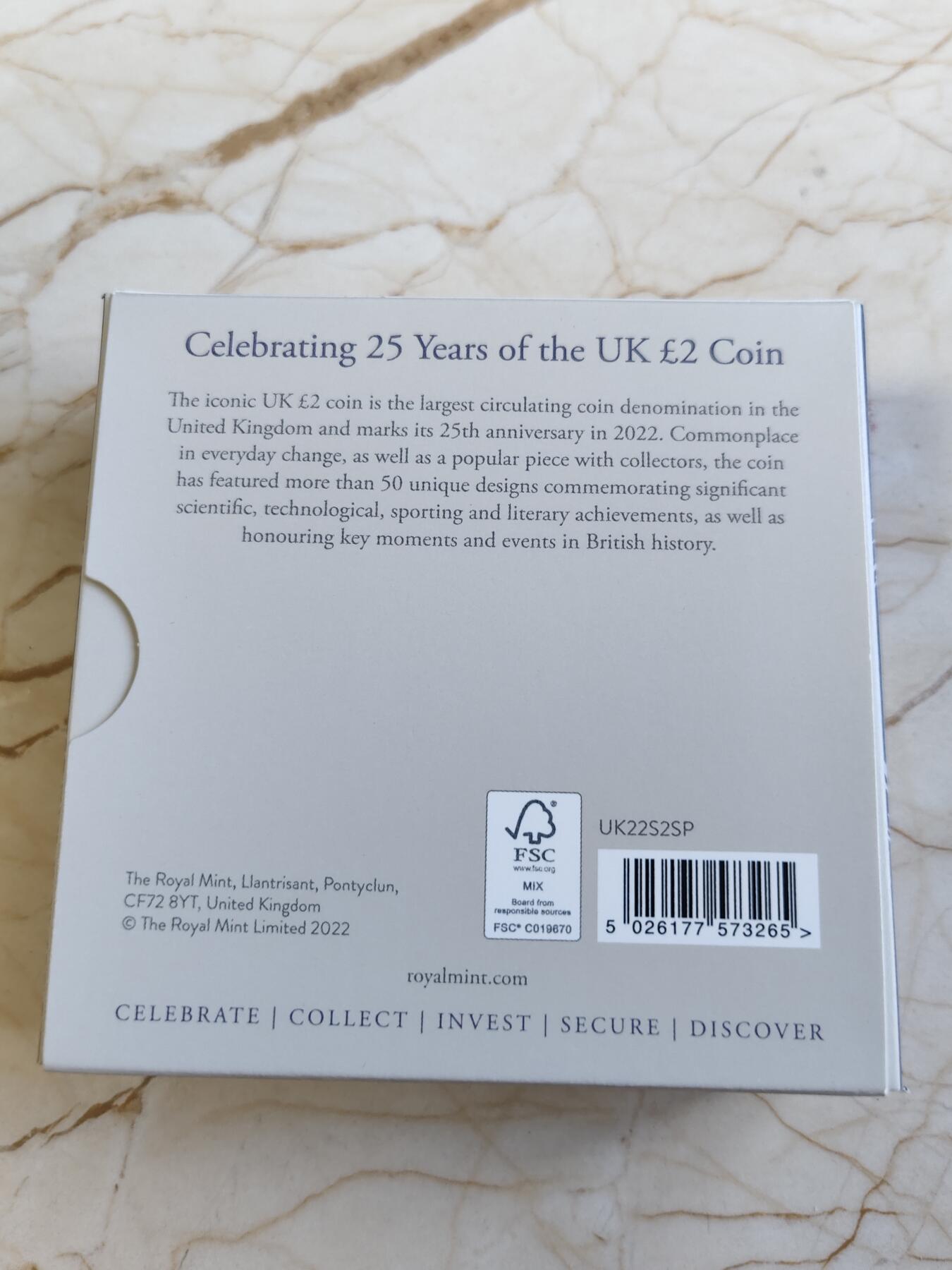 第168期拍卖【长期征集拍品】 英国2022年发行2英镑25周年纪念版局部镀金精制银币NGC-PF70原盒证书，925银，12克，发行2525枚