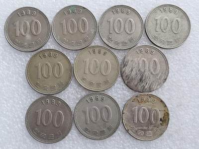 第一海外回流一元起拍收藏 散集专场. 第203期 - 韩国1989年100元硬币 10枚