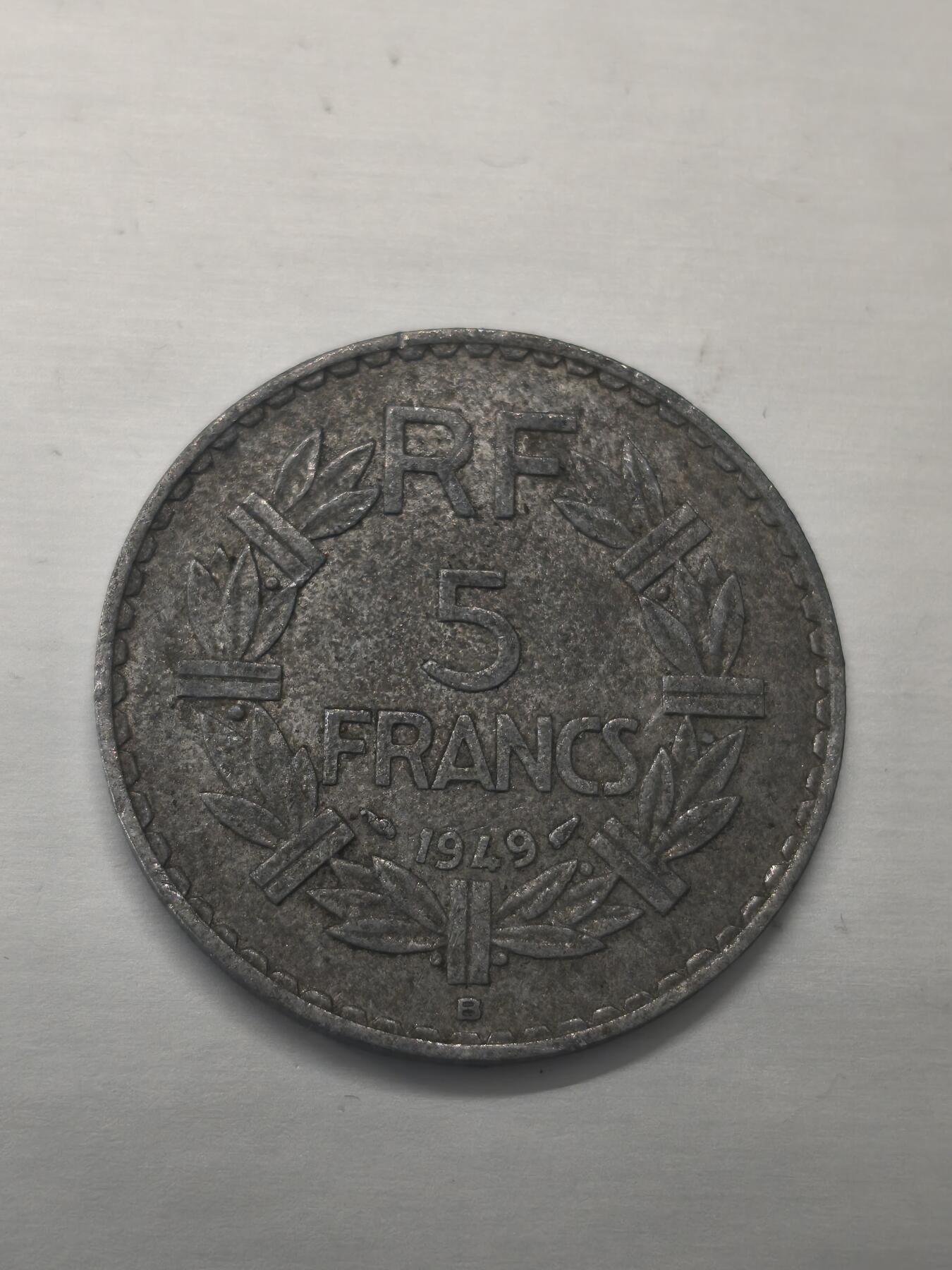 Krab外币市集Vol.9 法国1949年B版5法郎