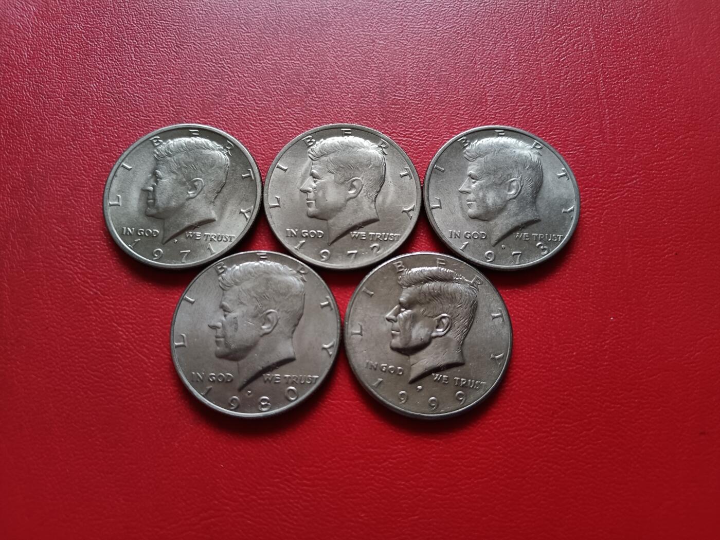 【云涧收藏】第二十五场 美国半美元5枚，好品