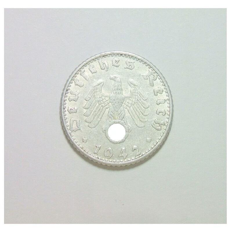德国第三帝国1942年D版50芬尼 极美品
