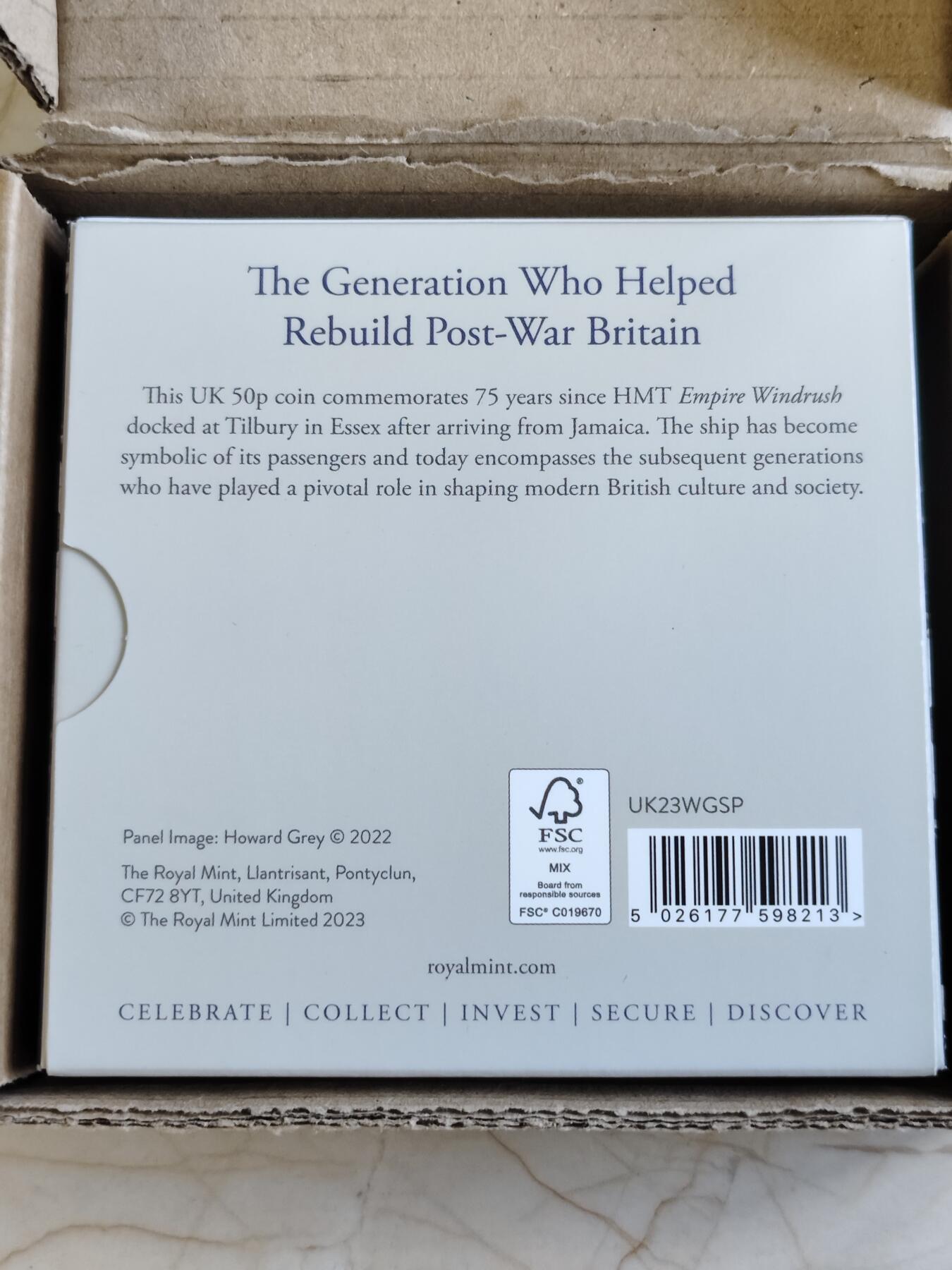 第168期拍卖【长期征集拍品】 英国2023年疾风世代75周年50便士局部彩色精制纪念银币NGC-PF67原盒证书，925银，发行1948枚，8克