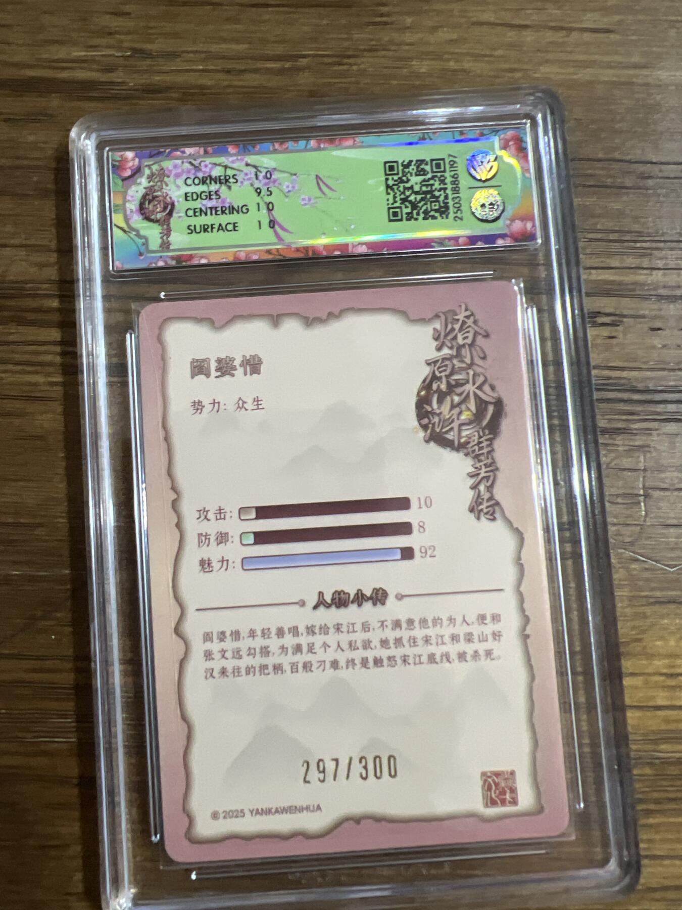 阳大大卡牌超级大甩拍第52期（周五晚上九点截拍，持续收拍品，进群福利早知道） 焱卡文化 水浒群芳传 阎婆惜 浮雕折光 297/300 10分G197