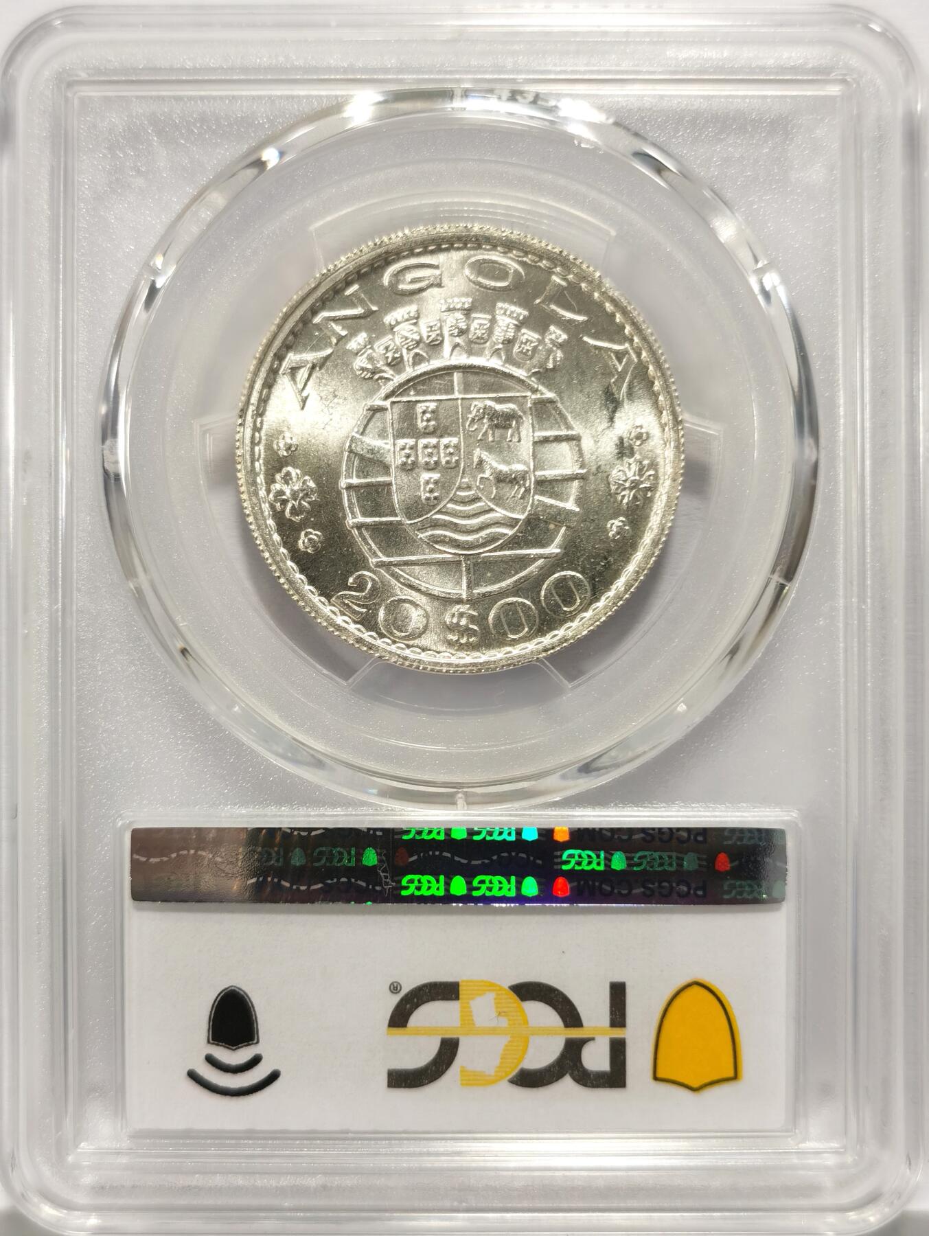 博洋堂世界钱币拍卖第122期（全场包邮） PCGS MS65 葡属安哥拉1955年20埃斯库多银币 镜面初铸