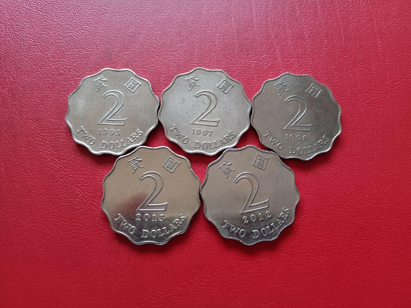 【云涧收藏】第二十五场 香港紫荆花2元5枚，UNC