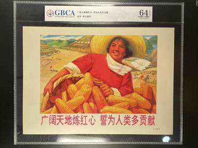 公博评级宣传画，都是特殊年代的，都有口号 - 公博评级，特殊时期宣传画    《广阔天地炼红心  誓为人类多贡献》，这是一张宣传画