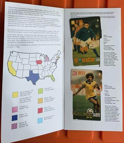 《卡拍》第329期拍卖5月10日晚22：10时延时截拍 马来西亚GPT卡《94世界杯-巴乔、瓦尔德拉马》二全新卡带册，两枚卡流水号同号。