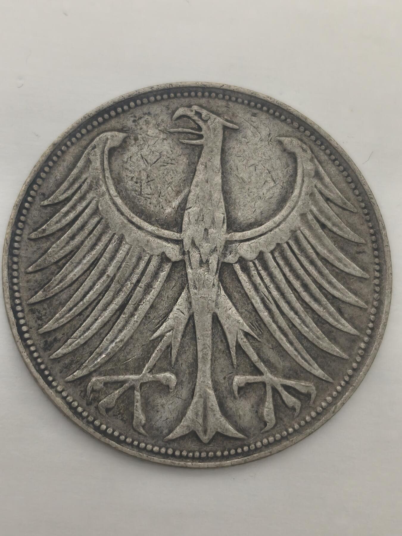 Krab外币市集Vol.9 德国1951年J厂5马克银币