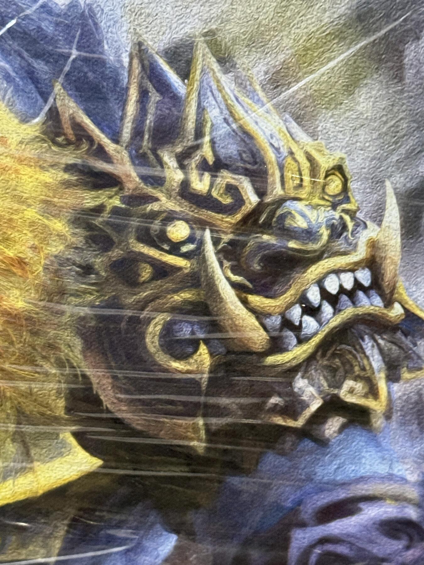 白泽拍卖卡牌手绘专场第17期中福卡展专拍（首夏犹清和，芳草亦未歇） 2024 琱星妖怪志复制版画 青狮精 翁振楠亲签 尺寸：38cm*50cm
