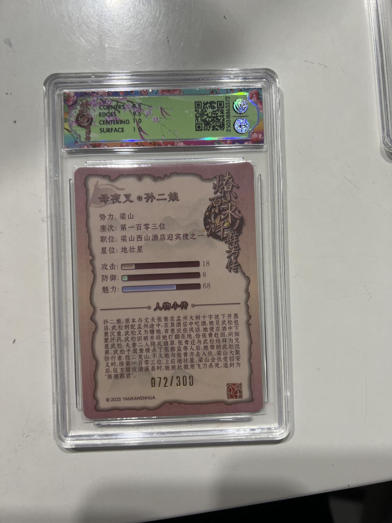 阳大大卡牌超级大甩拍第53期（周五晚上九点截拍，持续收拍品，进群福利早知道） 焱卡文化 水浒群芳传 孙二娘 浮雕折光 072/300 10分G372