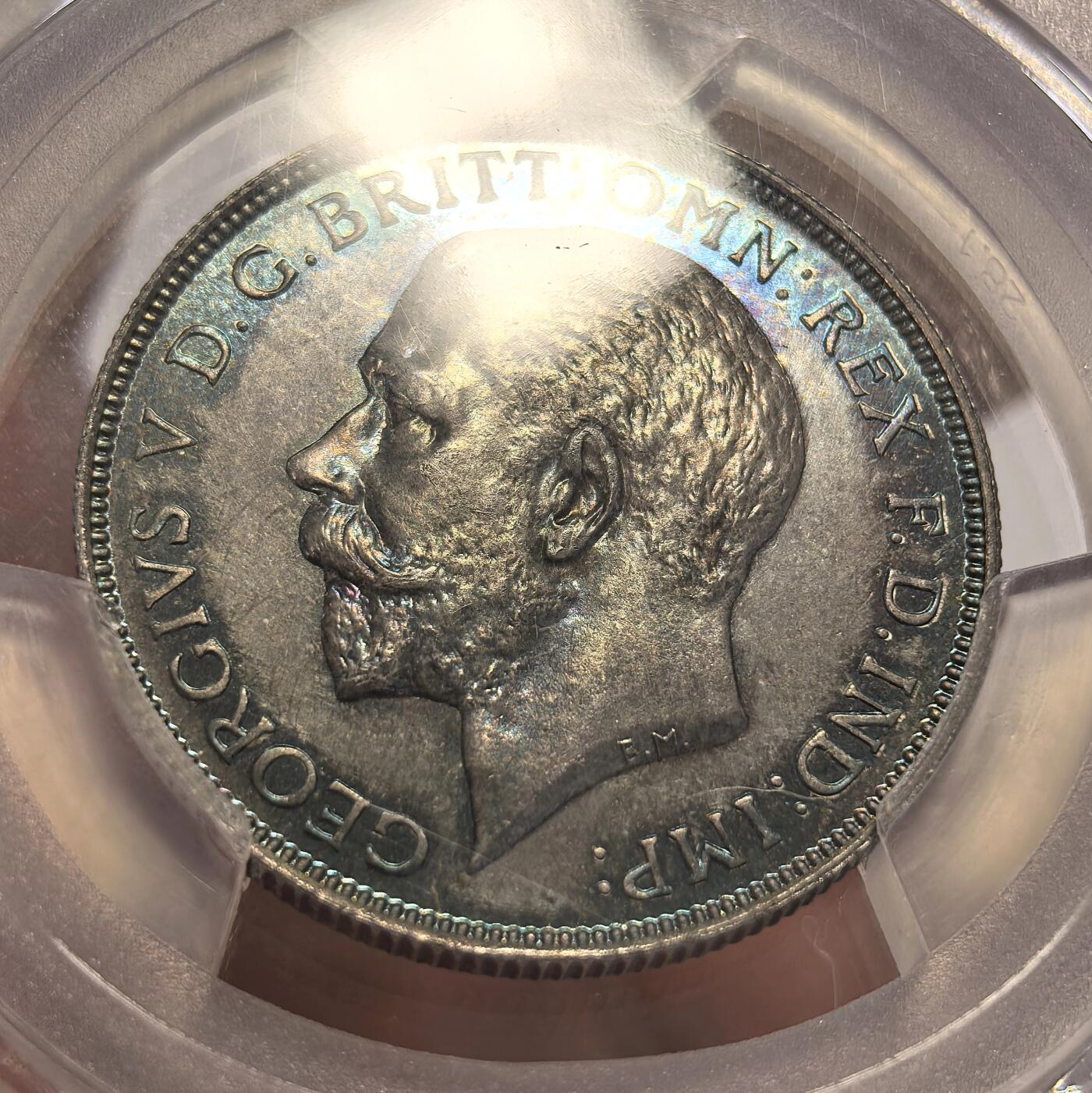 博洋堂世界钱币拍卖第122期（全场包邮） PCGS PR66 1911年英国乔治五世精制弗洛林银币，属于1911年加冕套币，极致欧洲满五彩包浆，镜面效果极强，视觉效果相较于同分遥遥领先
