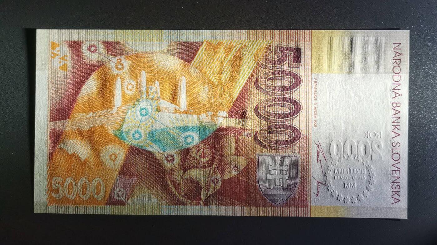 《艾美收藏》第198期-周日外币百拍 斯洛伐克2000年千禧年纪念钞A冠5000克朗UNC千位2215号
