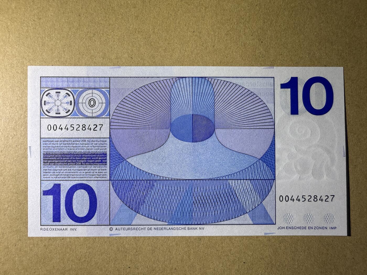 《艾美收藏》第198期-周日外币百拍 荷兰10盾 UNC 1968年初版 牛眼版 