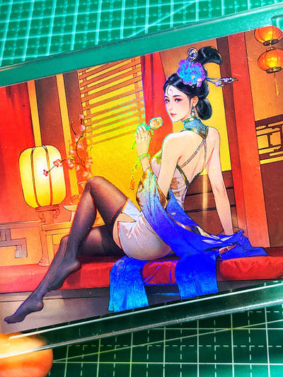 【带全新卡砖】最美古风人物折光彩闪卡一张 卡背为近景 63*88